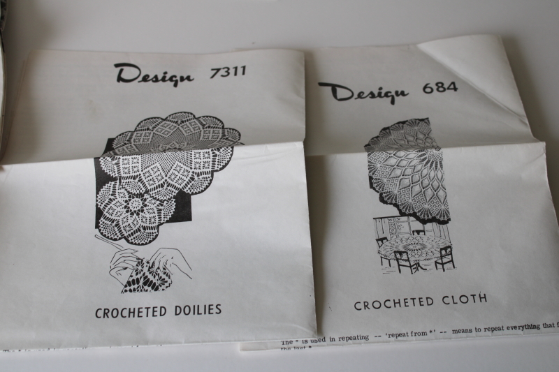photo of vintage crochet patterns lot Alice Brooks pattern leaflets, crocheted doilies afghans lace tablecloth #5