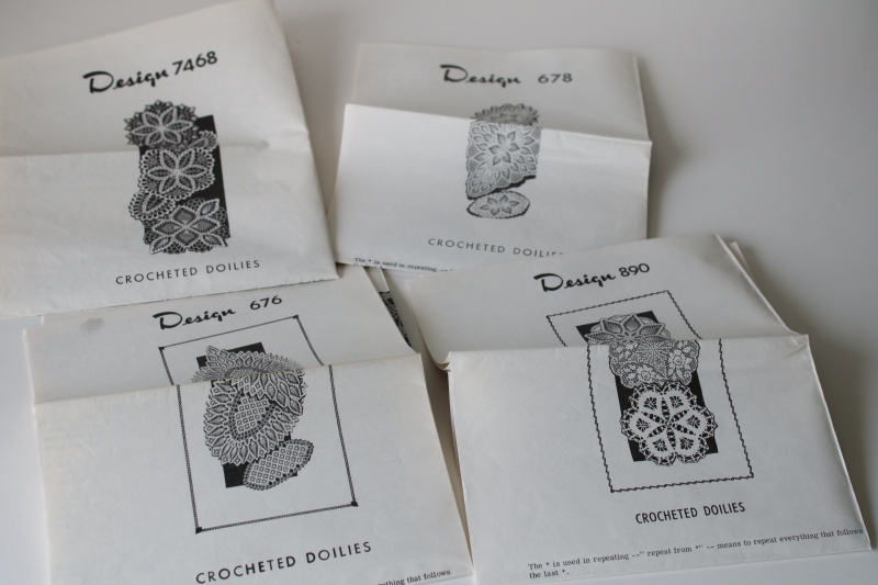photo of vintage crochet patterns lot Alice Brooks pattern leaflets, crocheted doilies afghans lace tablecloth #6