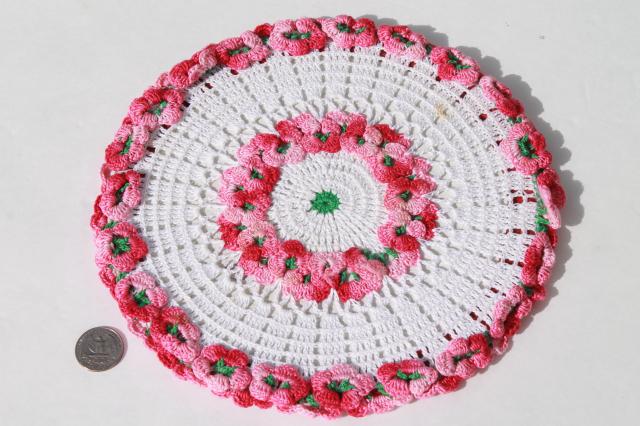 photo of vintage crochet potholders, lot of kitchen pot holders, hot mats, trivets  #2