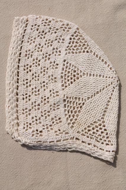 photo of vintage crochet tatted lace infant bonnets & booties, antique whites baby clothes #5