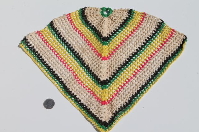 photo of vintage crocheted dish cloths, 1940s handmade crocheted dishcloths / potholders #2