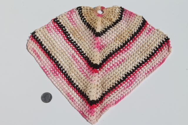 photo of vintage crocheted dish cloths, 1940s handmade crocheted dishcloths / potholders #3