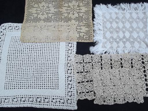 photo of vintage crocheted doilies, & table / place mats, old crochet lace doily lot #2