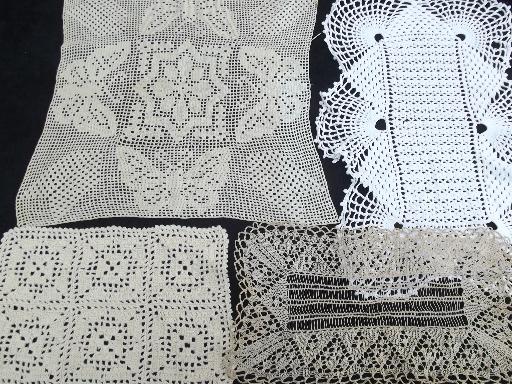 photo of vintage crocheted doilies, & table / place mats, old crochet lace doily lot #3