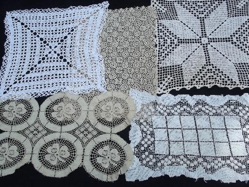 photo of vintage crocheted doilies, & table / place mats, old crochet lace doily lot #4