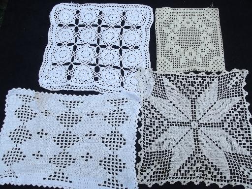 photo of vintage crocheted doilies, & table / place mats, old crochet lace doily lot #6