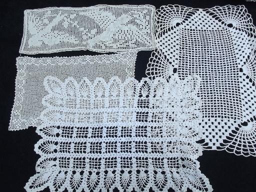 photo of vintage crocheted doilies, & table / place mats, old crochet lace doily lot #8