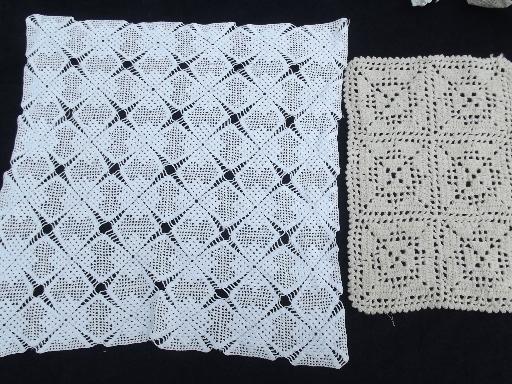 photo of vintage crocheted doilies, & table / place mats, old crochet lace doily lot #9