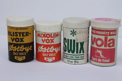 photo of vintage cross country ski wax, retro 60s or 70s skiing wax, Vola Swix Klister-vox #2