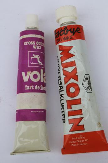 photo of vintage cross country ski wax, retro 60s or 70s skiing wax, Vola Swix Klister-vox #6