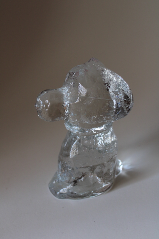 photo of vintage crystal Swedish art glass Snoopy beagle dog paperweight figurine #1