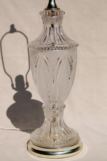 photo of vintage crystal clear European lead crystal brilliant cut glass table lamp #1