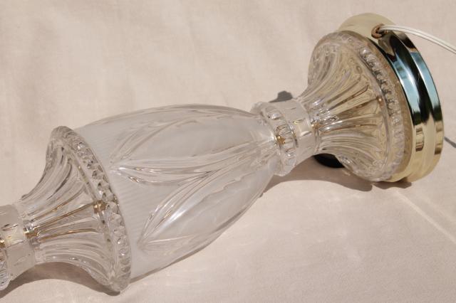 photo of vintage crystal clear European lead crystal brilliant cut glass table lamp #7