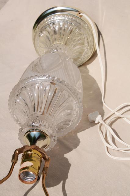 photo of vintage crystal clear European lead crystal brilliant cut glass table lamp #8