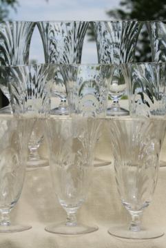 vintage crystal clear elegant glass iced tea glasses, Cambridge Caprice footed tumblers