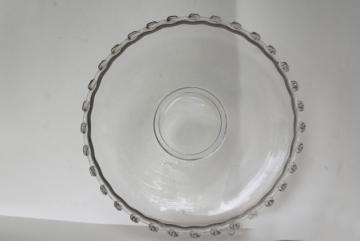 catalog photo of vintage crystal clear glass, Heisey Lariat looped edge low bowl, large centerpiece