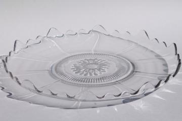 catalog photo of vintage crystal clear glass cake or torte plate, Cambridge glass Martha blank without etch