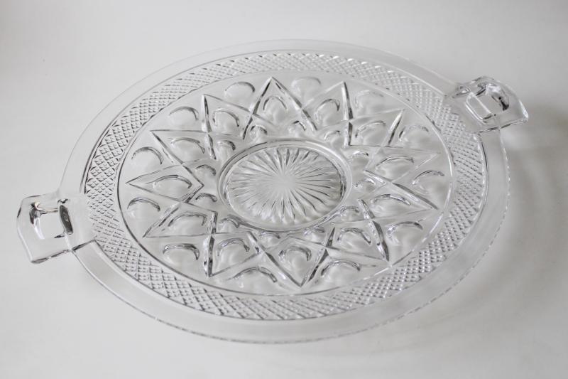 photo of vintage crystal clear glass cake plate or sandwich tray, Imperial Cape Cod pattern #1