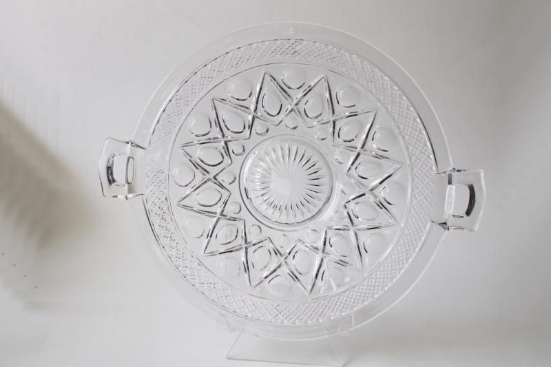 photo of vintage crystal clear glass cake plate or sandwich tray, Imperial Cape Cod pattern #2