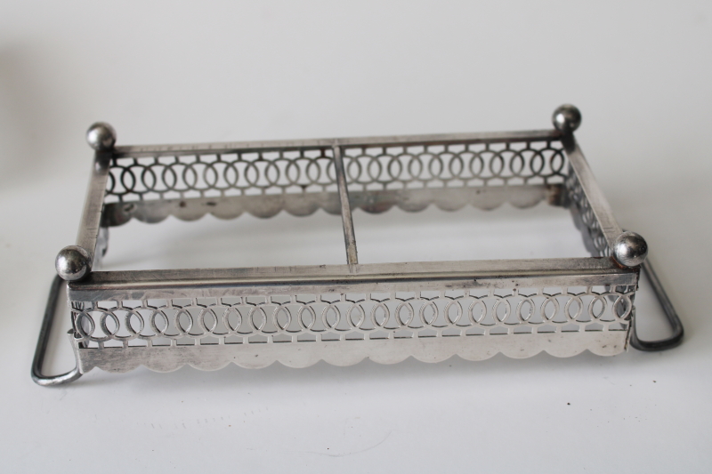 photo of vintage crystal clear glass dishes in silver plated stand, candy or trinket dish or ashtray  #5