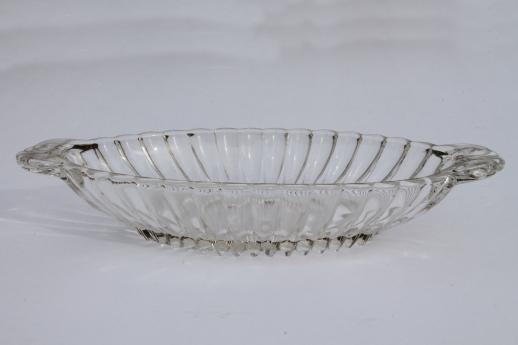 photo of vintage crystal clear glass dishes, oval bowls for banana splits or ice cream sundaes #2