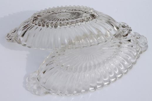 photo of vintage crystal clear glass dishes, oval bowls for banana splits or ice cream sundaes #5