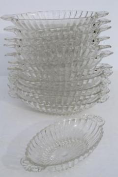 catalog photo of vintage crystal clear glass dishes, oval bowls for banana splits or ice cream sundaes