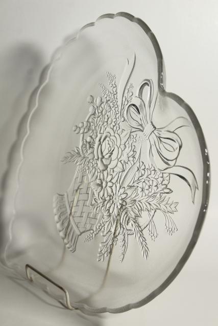 photo of vintage crystal clear glass heart shaped tray or serving plate, Mikasa Endearment #6