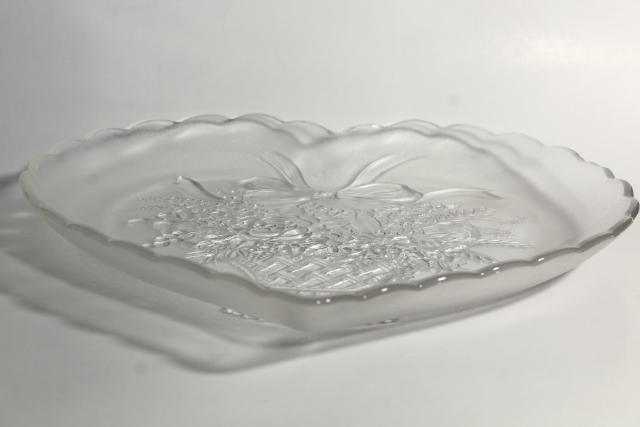 photo of vintage crystal clear glass heart shaped tray or serving plate, Mikasa Endearment #10