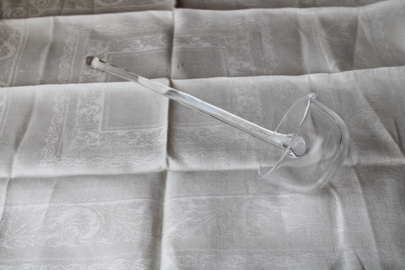 photo of vintage crystal clear glass ladle for punch bowl or large tureen, one cup size serving ladle #2