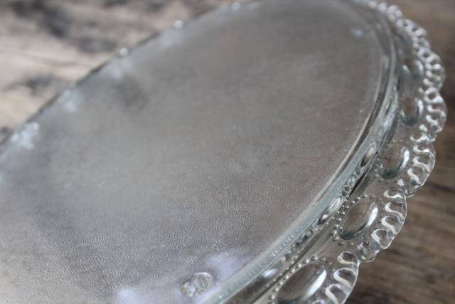 photo of vintage crystal clear glass perfume makeup tray for vanity table, beaded medallion cameo jewel #5