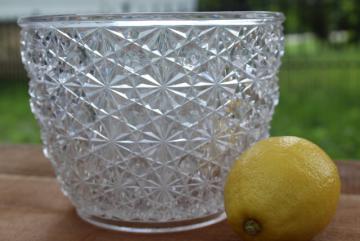 catalog photo of vintage crystal clear glass wine bottle ice bucket, daisy & button pattern pressed glass