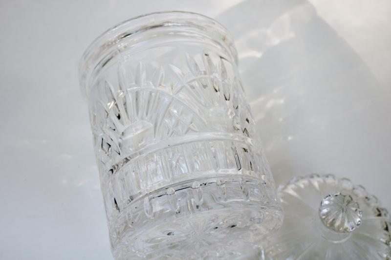 photo of vintage crystal clear heavy glass biscuit jar, cigar humidor or candy dish #4