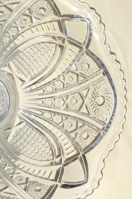 photo of vintage crystal clear heavy pressed glass bowl, McKee Concord or - tec pattern #5