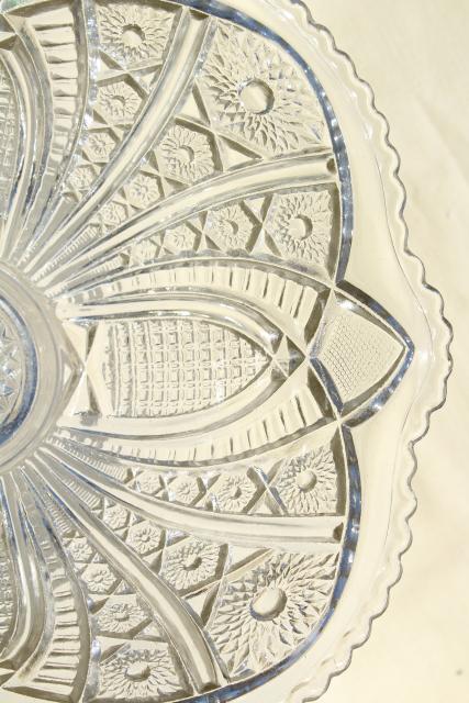 photo of vintage crystal clear heavy pressed glass bowl, McKee Concord or - tec pattern #7