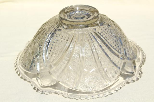 photo of vintage crystal clear heavy pressed glass bowl, McKee Concord or - tec pattern #8