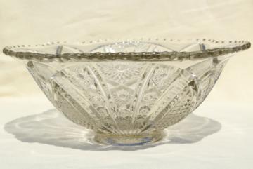 catalog photo of vintage crystal clear heavy pressed glass bowl, McKee Concord or - tec pattern