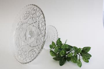 catalog photo of vintage crystal clear pressed glass cake stand pedestal plate Northwood Near Cut EAPG 