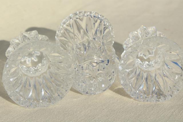 photo of vintage crystal clear pressed glass mini vases, match & toothpick holders #4