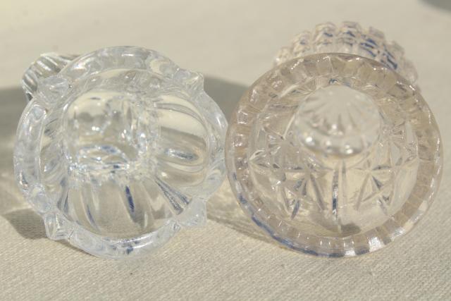 photo of vintage crystal clear pressed glass mini vases, match & toothpick holders #11