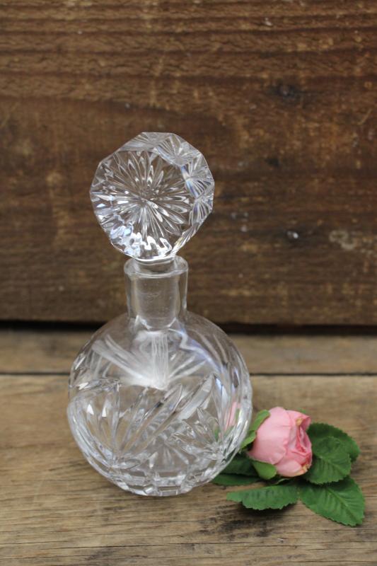 photo of vintage crystal cologne bottle, large eau de toilette or bottle w/ perfume dauber #5