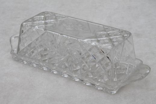 photo of vintage crystal plastic covered butter dish, plastic butter plate & cover #1