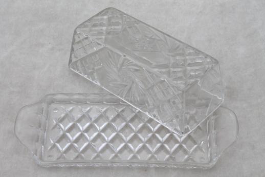 photo of vintage crystal plastic covered butter dish, plastic butter plate & cover #2