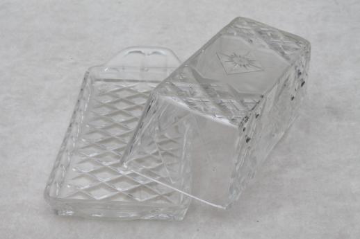 photo of vintage crystal plastic covered butter dish, plastic butter plate & cover #3