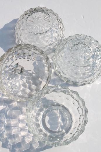 photo of vintage cube pattern glass dishes, Homco rose bowl, Whitehall & Fostoria American #4