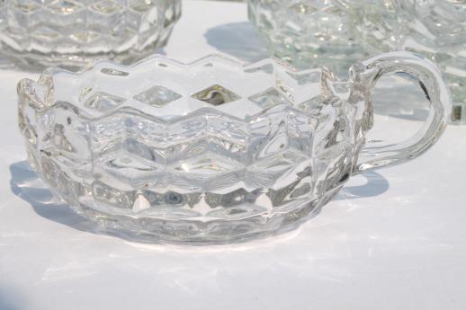 photo of vintage cube pattern glass dishes, Homco rose bowl, Whitehall & Fostoria American #6