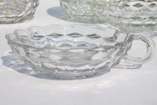 photo of vintage cube pattern glass dishes, Homco rose bowl, Whitehall & Fostoria American #7