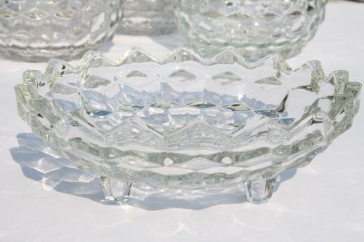 photo of vintage cube pattern glass dishes, Homco rose bowl, Whitehall & Fostoria American #8