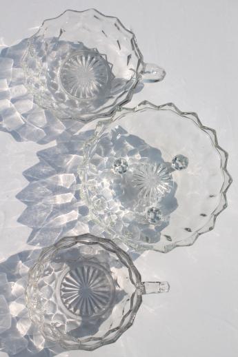 photo of vintage cube pattern glass dishes, Homco rose bowl, Whitehall & Fostoria American #9