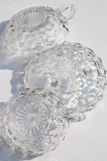 photo of vintage cube pattern glass dishes, Homco rose bowl, Whitehall & Fostoria American #10